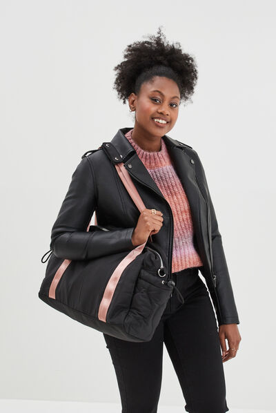 Sac de sport aspect matelassé noir femme