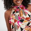 Blouse sans manches noeud col multicolore femme