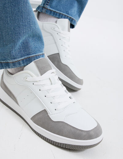 Tennis basses &agrave; lacets gris homme