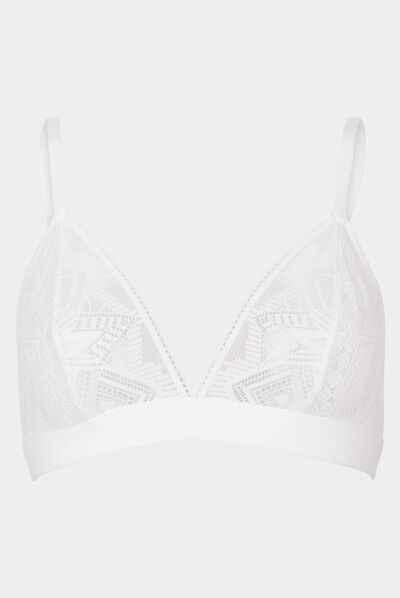 Soutien-gorge triangle en dentelle blanc femme
