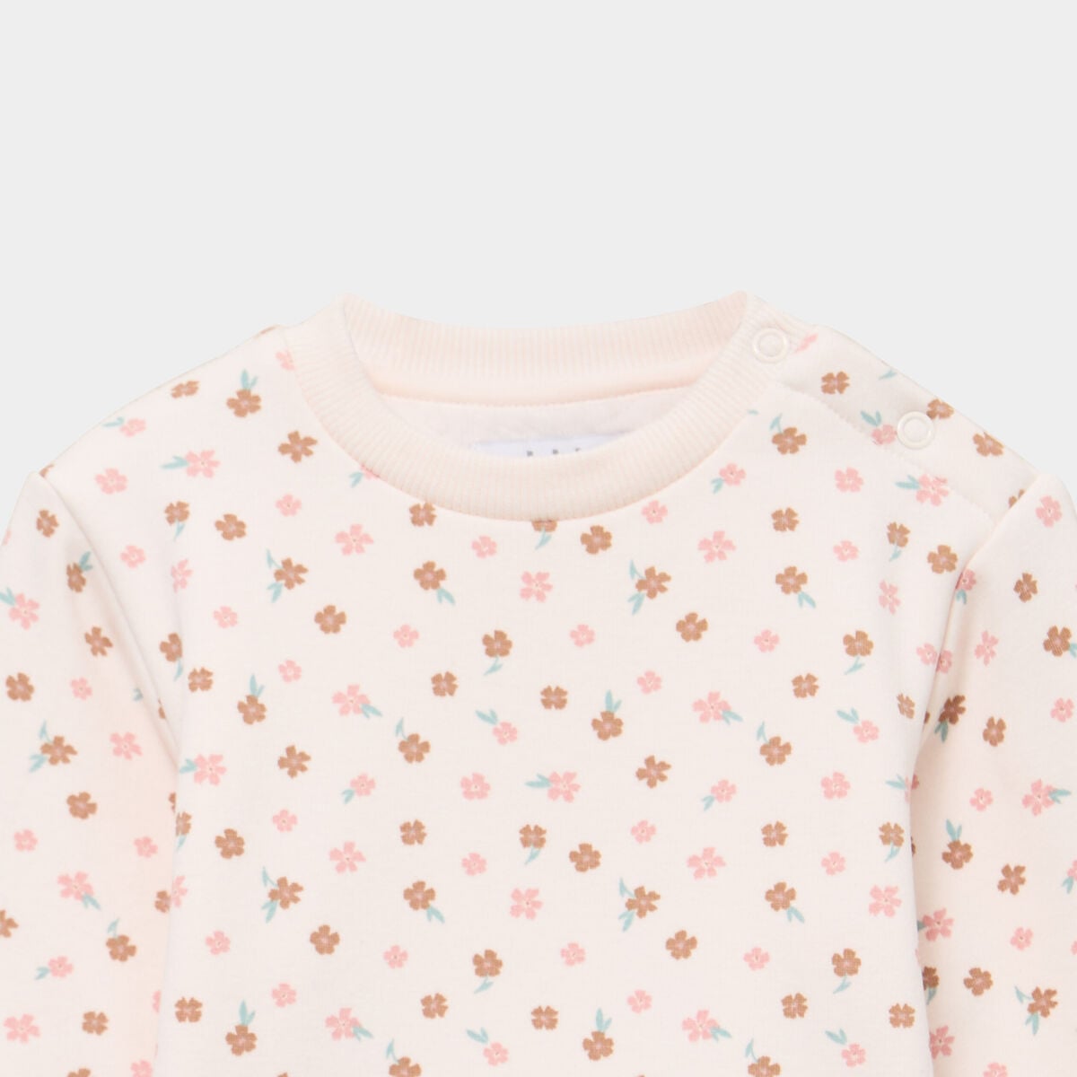Sweat molletonn&eacute; avec boutons &eacute;paule creme b&eacute;b&eacute; fille