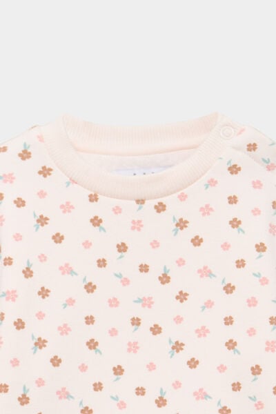 Sweat molletonn&eacute; avec boutons &eacute;paule creme b&eacute;b&eacute; fille