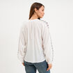 Blouse brod&eacute;e oversize coton blanc femme