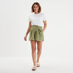 Short fluide droit vert kaki femme