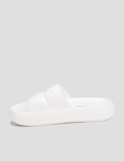 Mules compensées matelassés Wamea Beach blanc femme