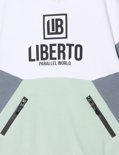 Sweat à capuche hoodie Liberto vert pastel garçon