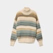 Pull col montant manches longues vert olive femme