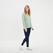 T-shirt manches longues à revers vert femme