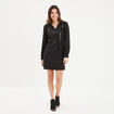 Robe droite col croisé zippé Mosquitos noir femme