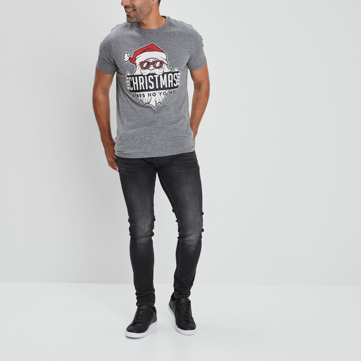 Jeans skinny taille standard gris homme