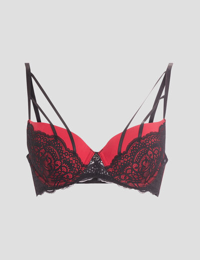 Soutien-gorge corbeille micro dentelle rouge femme