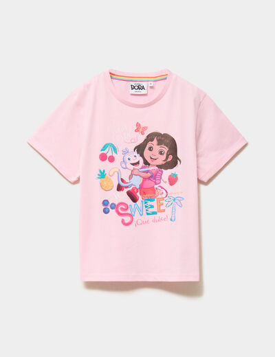 T-shirt coton Dora l'exploratrice rose fille