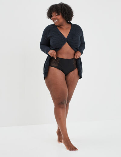 Culotte haute avec dentelle noir femme grande taille