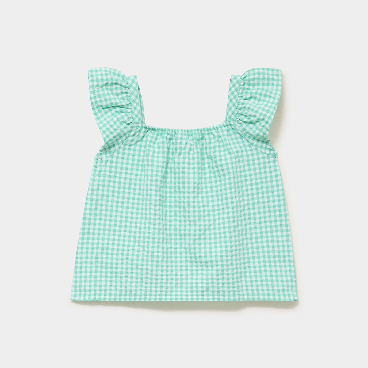 Blouse droite manches volants vert fille