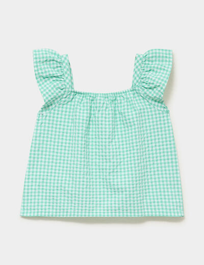 Blouse droite manches volants vert fille