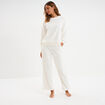 Haut de pyjama sweat polaire torsad&eacute; blanc femme
