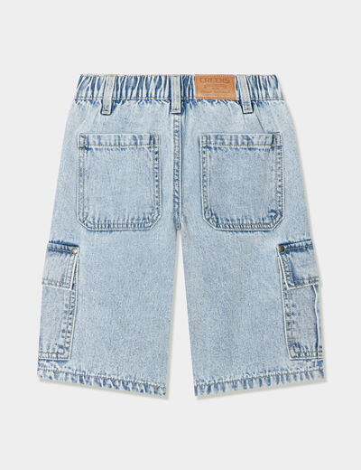 Bermuda cargo en jean Creeks denim triple stone garçon