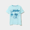 T-shirt manches courtes coton Stitch bleu turquoise femme