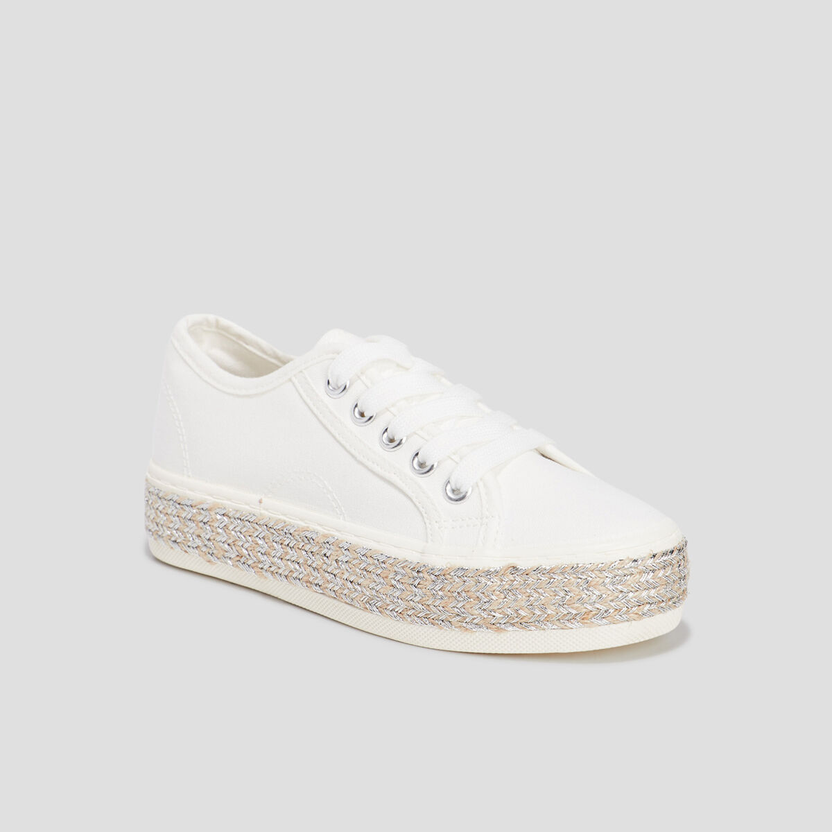 Tennis à lacets en toile Liberto blanc fille