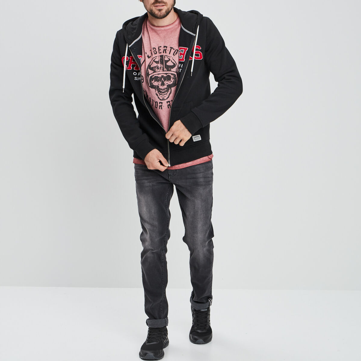 Sweat zippé à capuche Creeks noir homme