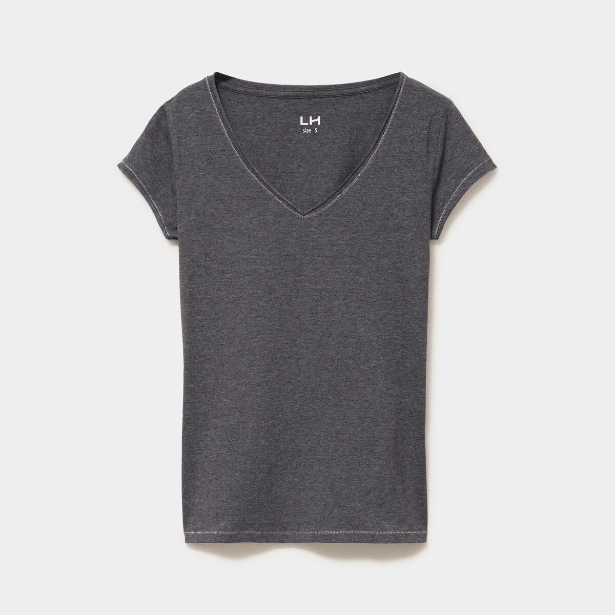 T-shirt manches courtes gris fonc&eacute; femme