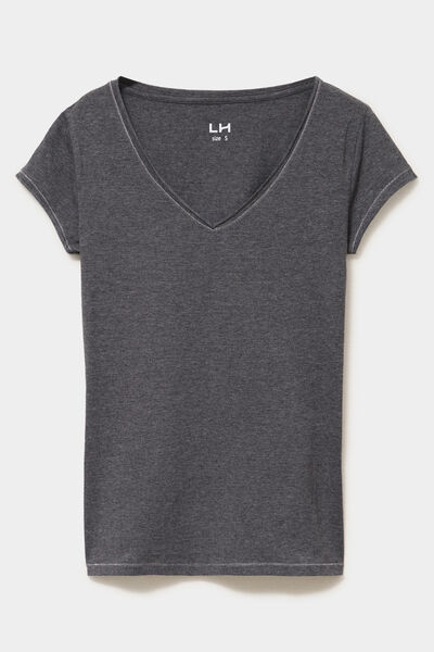 T-shirt manches courtes gris fonc&eacute; femme