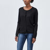 Gilet manches longues boutonné col rond noir femme