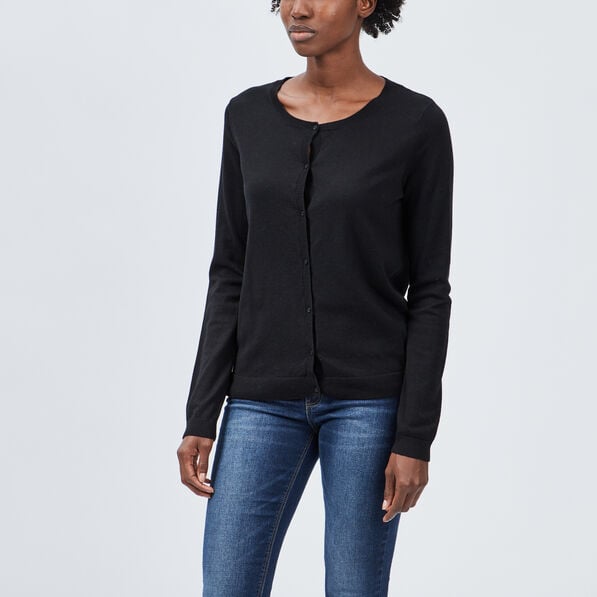 gilet manches longues boutonne col rond noir femme Gilet manches longues boutonné col rond noir femme