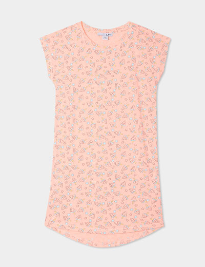 Chemise de nuit manches courtes orange corail fille