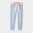 Jeans type skinny avec ceinture foulard denim double stone fille