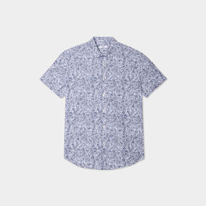 Chemise droite manches courtes coton ecru homme