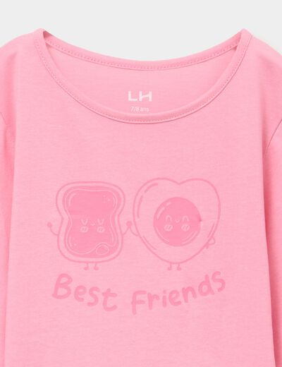 Ensemble pyjama t-shirt pantalon coton rose fille