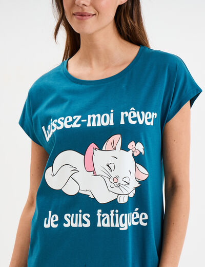 Chemise de nuit coton Aristochats Marie bleu canard femme