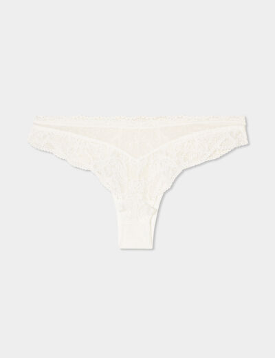 Tanga en dentelle blanc femme