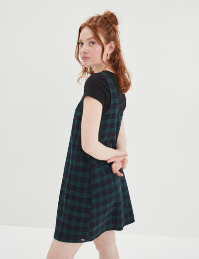 Robe chasuble droite courte bleu marine femme