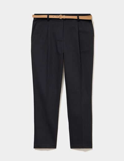 Pantalon cigarette &agrave; ceinture amovible noir femme