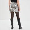 Jupe à strass courte droite beige femme