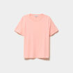 T-shirt col rond manches courtes coton rose poudr&eacute;e femme