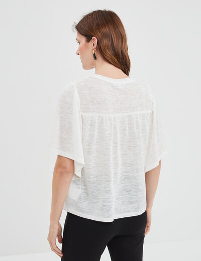 T-shirt manches courtes volantées Creeks blanc femme