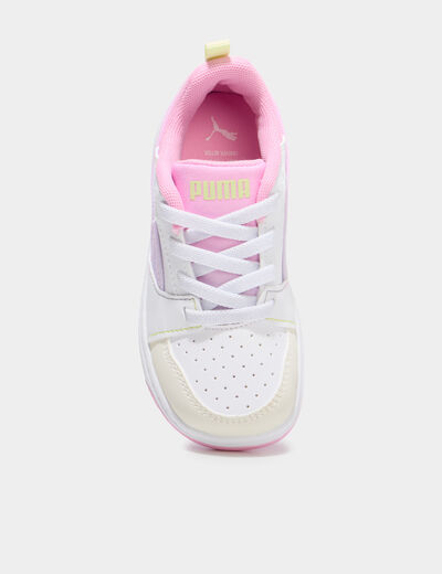 Tennis basses &agrave; lacets Puma Rebound Come rose clair fille