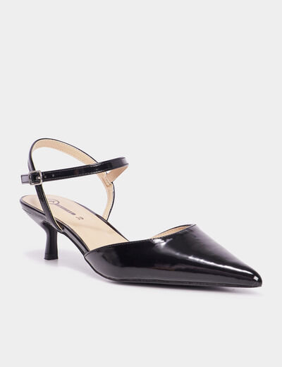 Escarpins vernis kitten heels noir femme