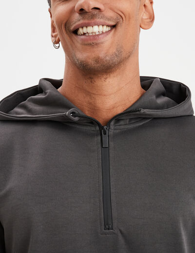 Sweat à capuche hoodie zippé vert kaki homme