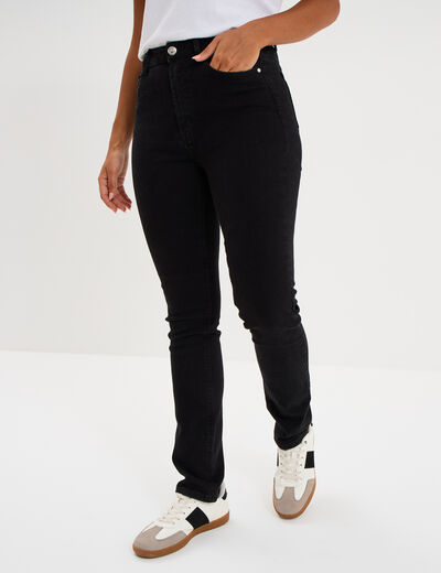 Jeans slim taille haute denim noir femme