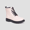 Bottines crantées zippées à paillettes rose fille