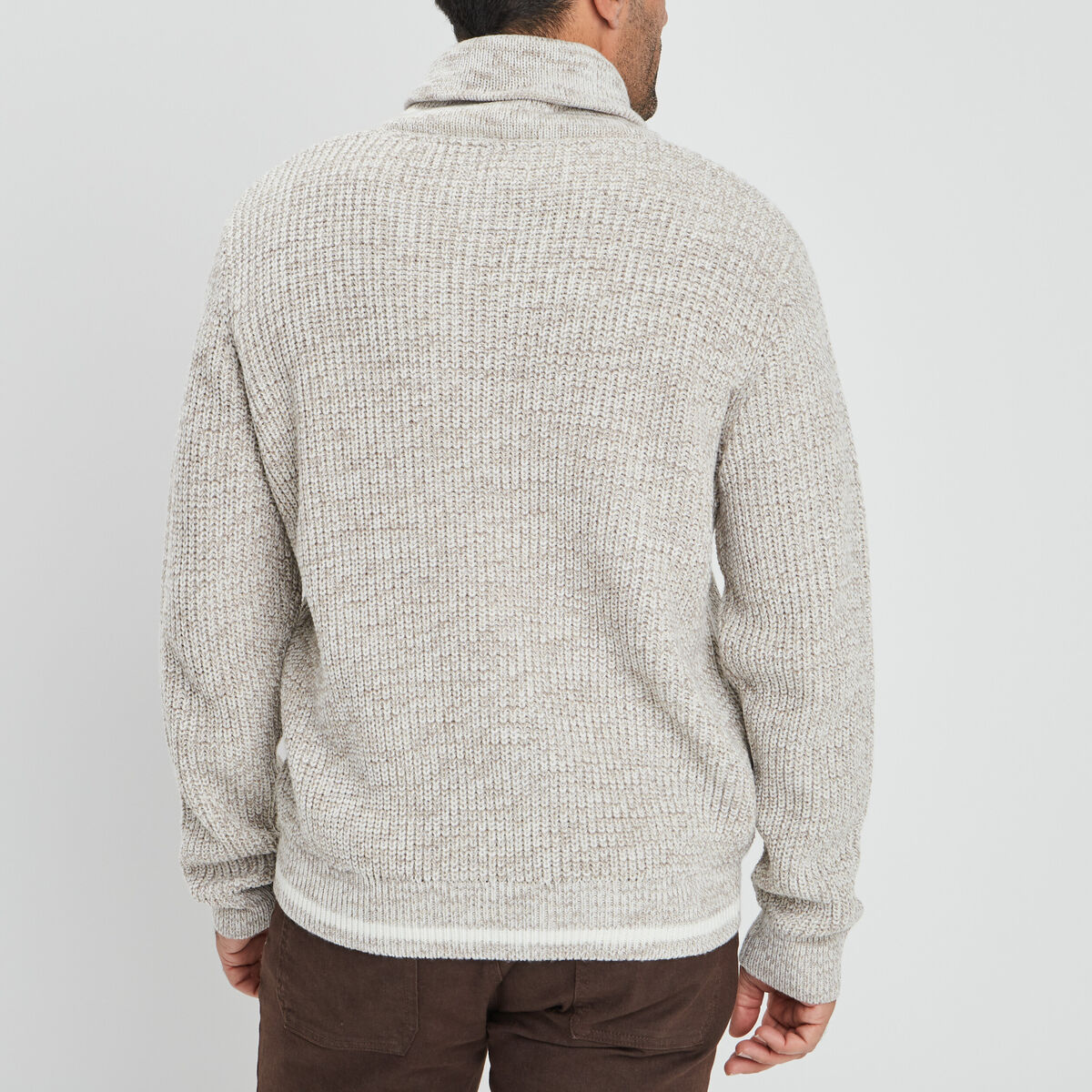 Pull col châle manches longues ivoire homme