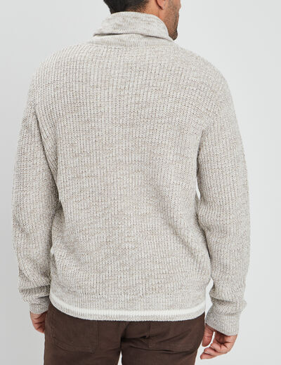 Pull col châle manches longues ivoire homme