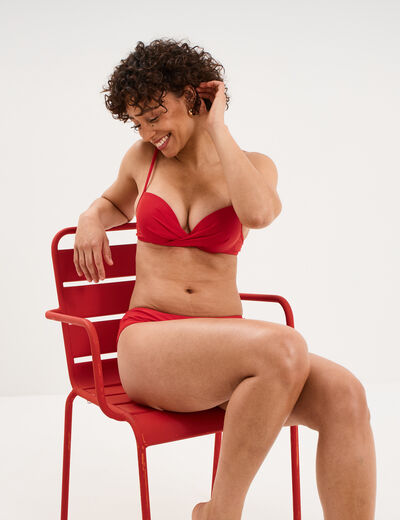 Bas de maillot de bain shorty rouge fonc&eacute; femme