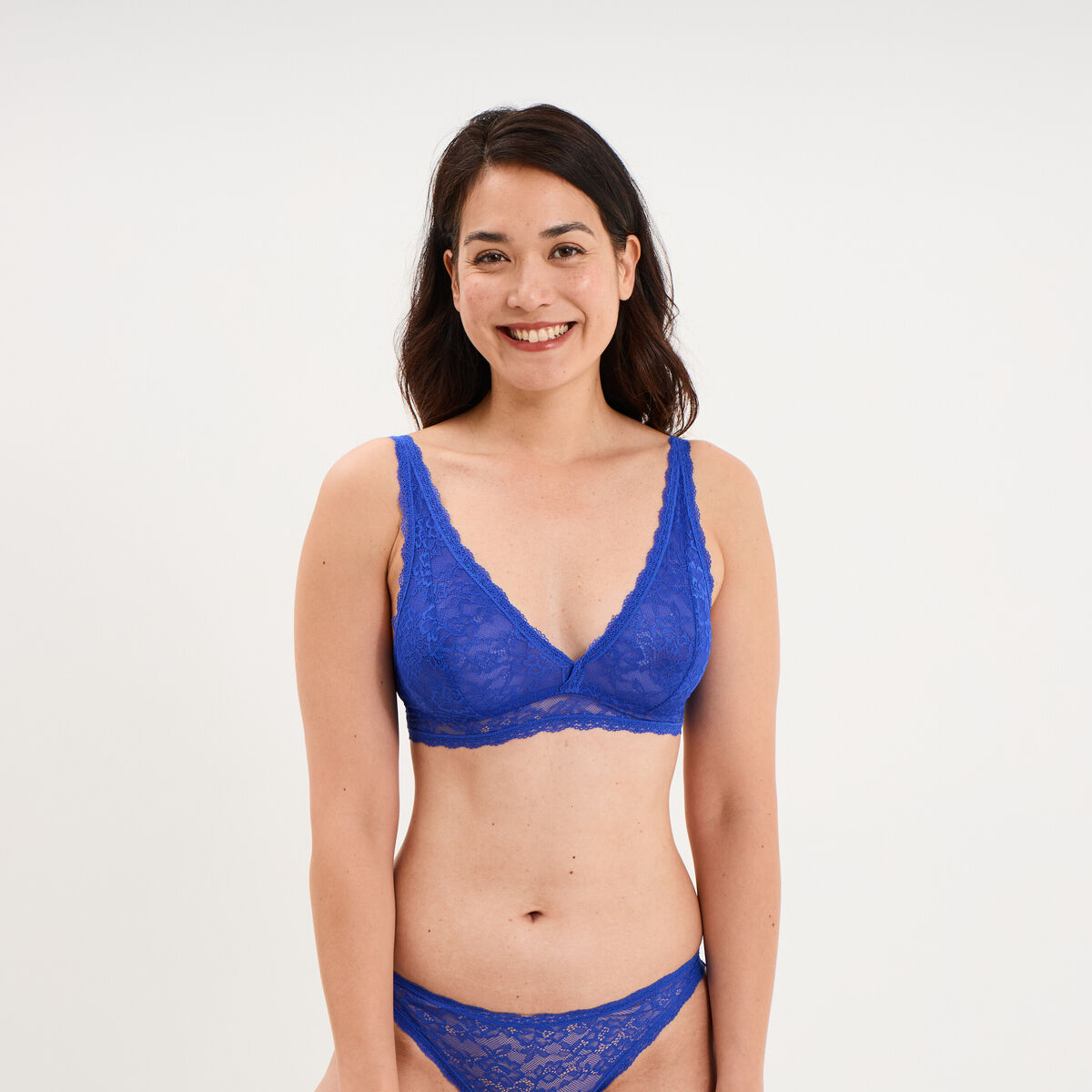 Soutien-gorge triangle dentelle bleu electrique femme
