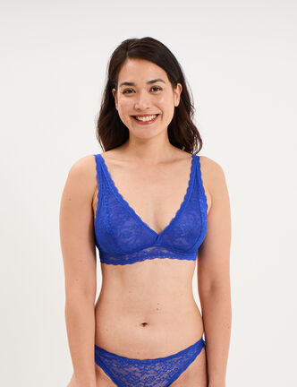 Soutien-gorge triangle dentelle bleu electrique femme