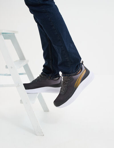 Baskets running à scratchs gris homme